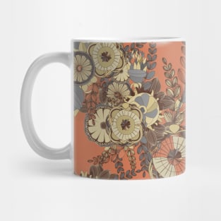 Abstract Floral Neck Gator Brown Orange Gray Floral Abstract Mug